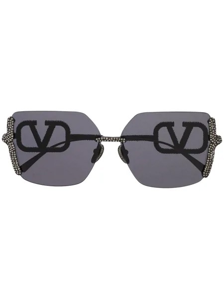 Valentino Eyewear солнцезащитные очки в квадратной оправе с кристаллами