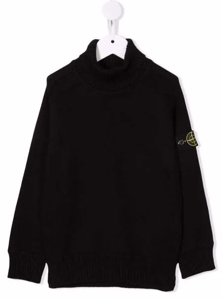 Stone Island Junior джемпер с высоким воротником и логотипом
