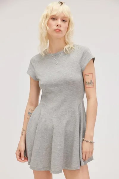 Мини-Платье с короткими рукавами из смесового модала Monki, серый