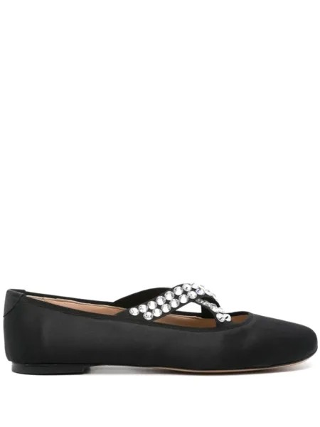 Casadei атласные балетки с камнями, черный