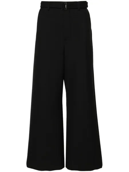 Sacai широкие брюки средней посадки, черный