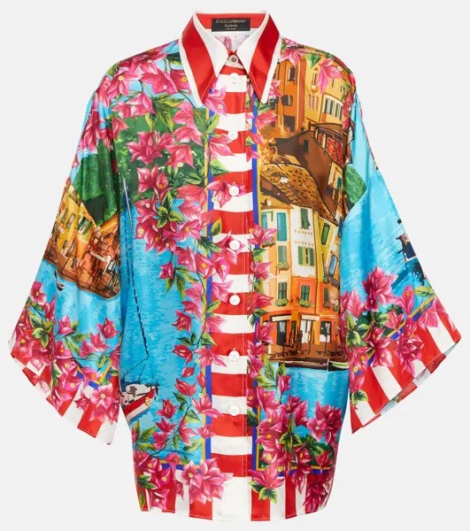 Шелковая рубашка с принтом Portofino DOLCE&GABBANA, разноцветный