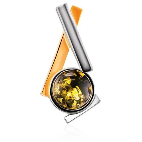 Amberholl Кулон из серебра с позолотой и янтаря зелёного цвета «Люмьер»