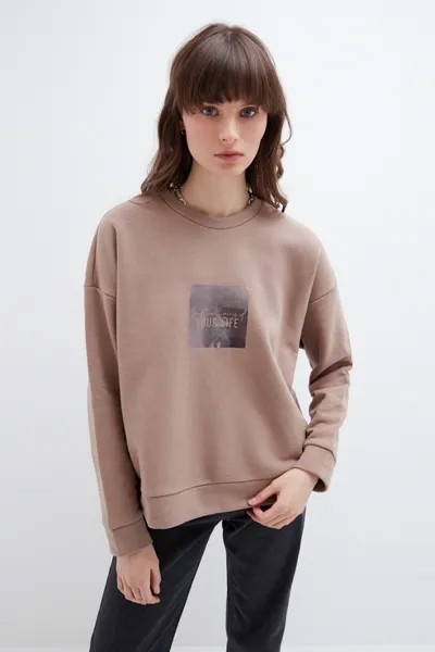 Свитшот женский ZARINA 1123519419 коричневый 42 RU