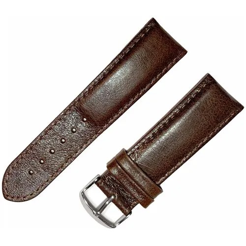 Ремешок 2408-01 М (кор) Druid Коричневый кожаный объемный ремень для мужских наручных часов из натуральной кожи 24 мм гладкий