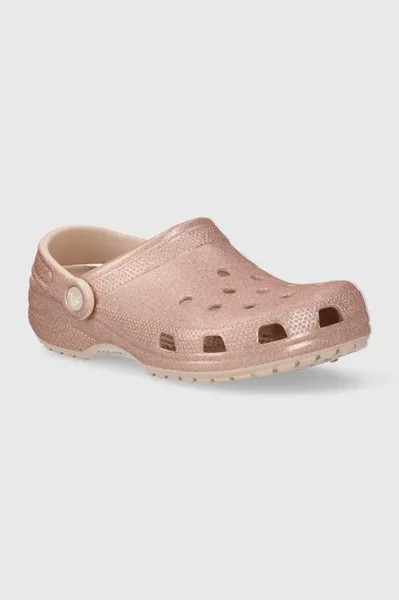 Классические шлепанцы с блестками Crocs, розовый