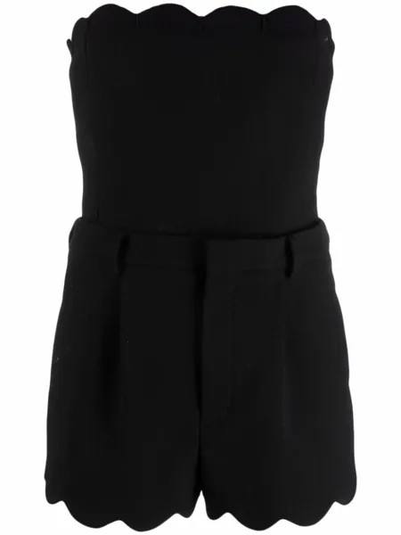 Saint Laurent комбинезон без бретелей с фестонами, черный