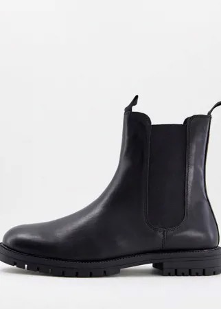 Черные кожаные массивные ботинки челси Silver Street-Черный цвет