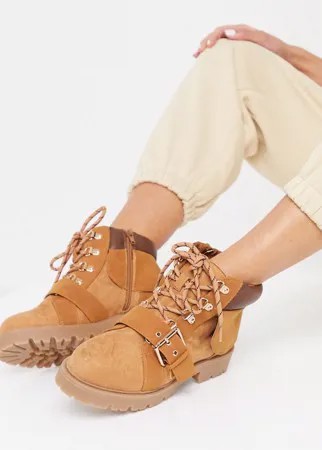 Бежевые походные ботинки на шнуровке ASOS DESIGN Angelo-Neutral