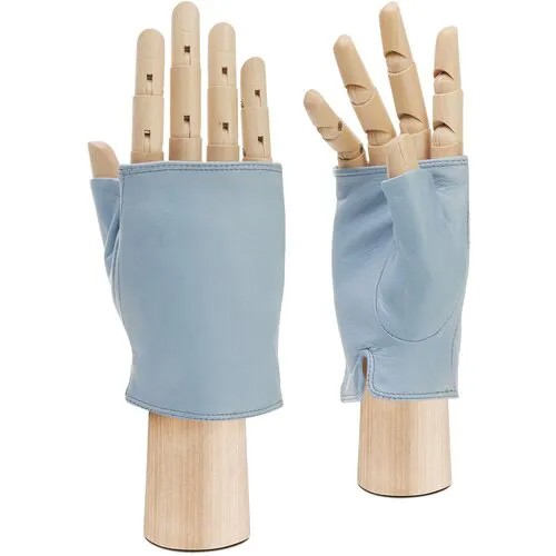 Митенки ELEGANZZA демисезонные, натуральная кожа, подкладка, размер 6.5, голубой