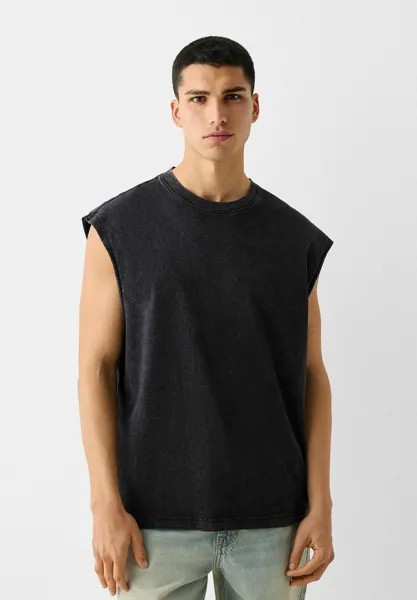 Базовая футболка OVERSIZE WORKER Bershka, цвет black