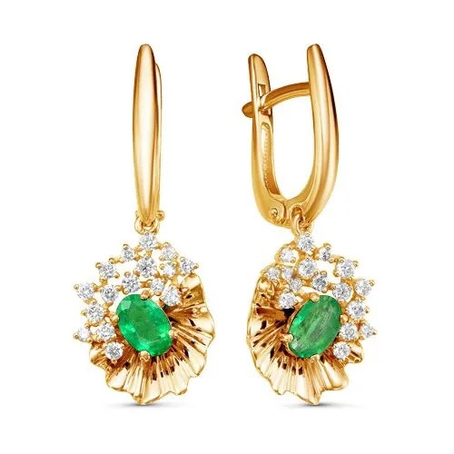 Серьги Бриллианты Костромы, красное золото, 585 проба, бриллиант, рубин
