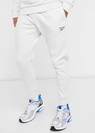 Светло-серые джоггеры с логотипом Reebok Classics-Белый