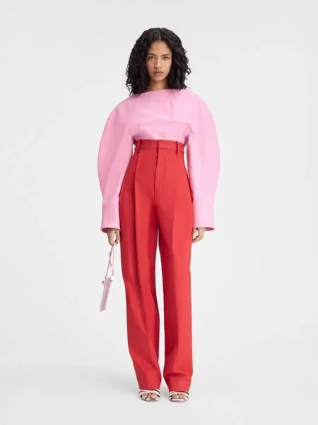 Костюмные брюки с очень завышенной талией Le pantalon Curzio Taille Haute Jacquemus, красный