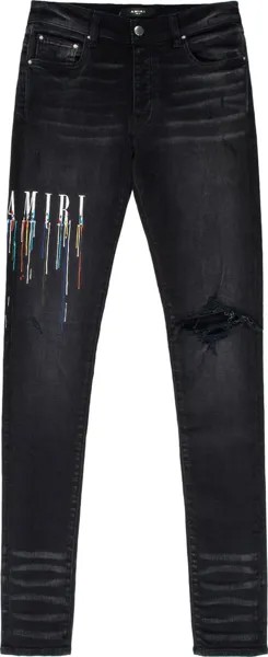 Джинсы Amiri Paint Drip Logo Jean 'Aged Black', черный