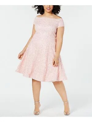 B DARLIN Женское розовое платье без рукавов длиной до колен, торжественное платье + расклешенное платье плюс 18W
