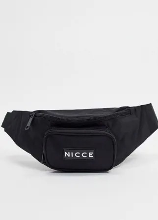 Черная сумка-кошелек на пояс с прорезиненным логотипом Nicce-Черный