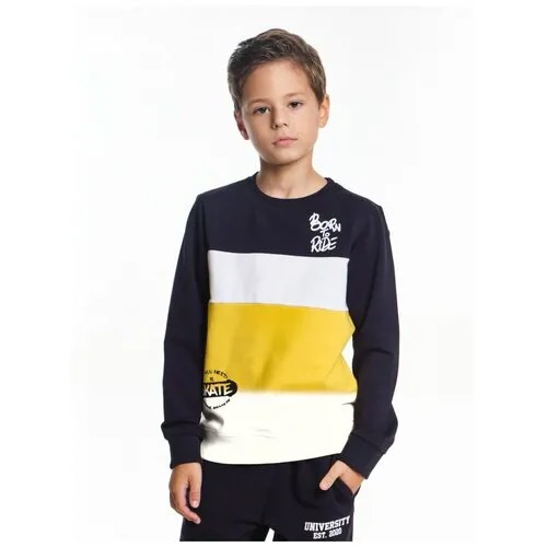 Свитшот для мальчиков Mini Maxi, модель 7270, цвет синий/горчичный, размер 122
