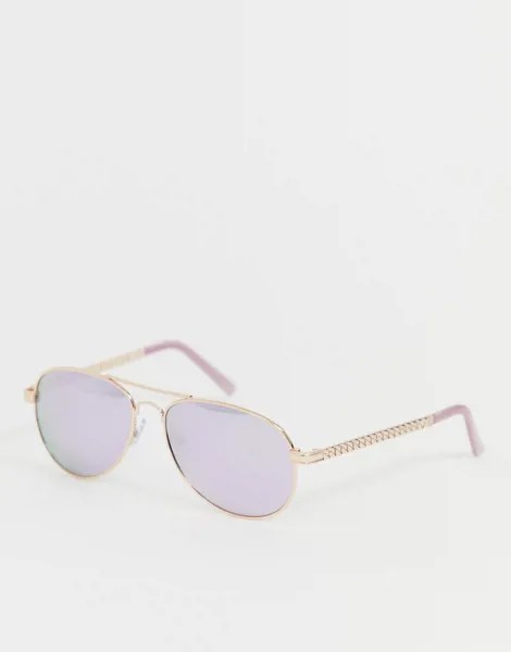 Сиреневые солнцезащитные очки-авиаторы River Island-Фиолетовый