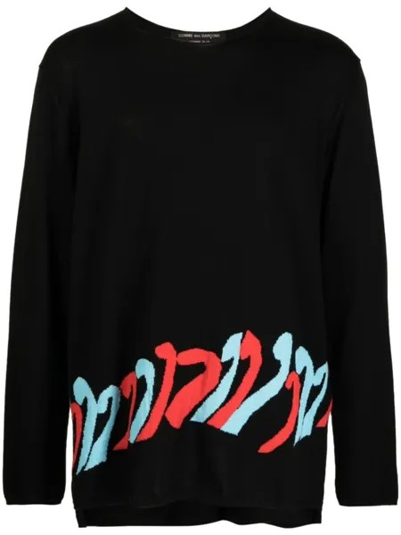 Шерстяная толстовка с графичным принтом Comme des Garçons Homme Plus, черный