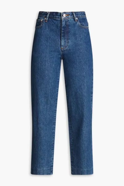 Укороченные джинсы прямого кроя с высокой посадкой и эффектом потертости. A.P.C., средний деним