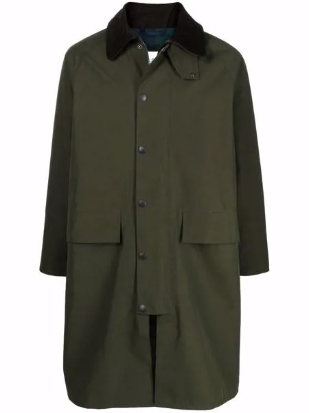 Barbour press-stud cotton midi coat