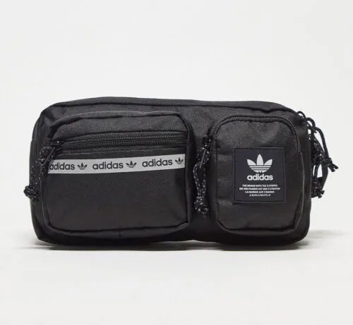 Прямоугольная сумка через плечо Adidas Originals, черная регулируемая фестивальная сумка #090