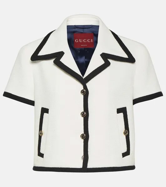 Твидовый жакет с жаккардовой отделкой Gucci, белый