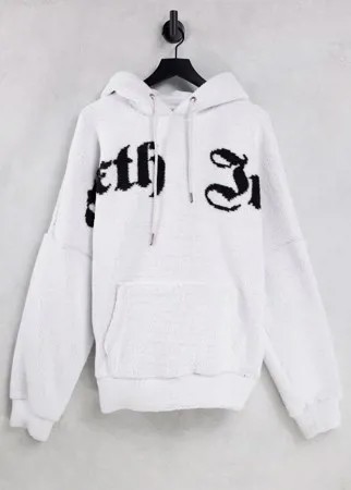 Худи белого цвета из искусственного меха в стиле oversized Sixth June-Белый