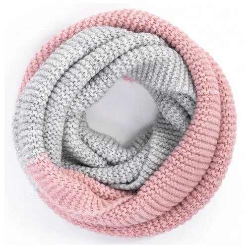 Снуд Baon, вязаный, 120х30 см, one size, розовый, серый