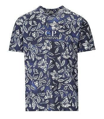 Синяя футболка с цветочным принтом Cp Company для мужчин