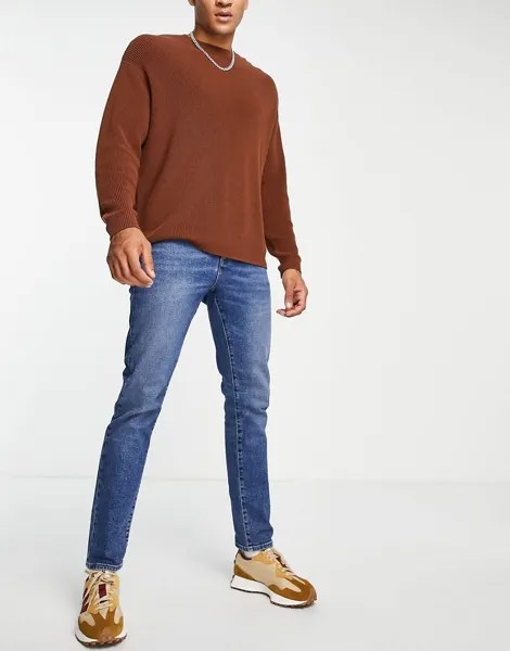 Светло-синие выбеленные джинсы стрейч узкого кроя плотностью 12,5 унц. ASOS DESIGN-Голубой