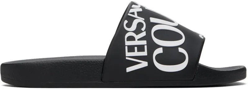 Черные шлепанцы для бассейна с тиснением Versace Jeans Couture, цвет Black