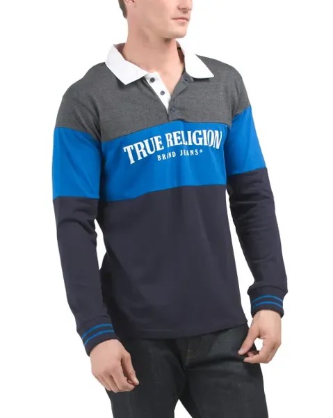 Рубашка-поло для регби со вставками True Religion, синий
