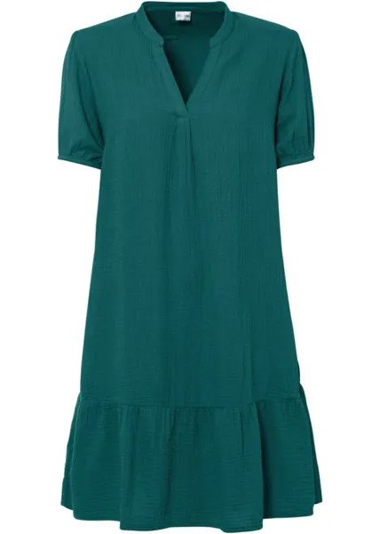 Муслиновое платье с воланом Bodyflirt, зеленый