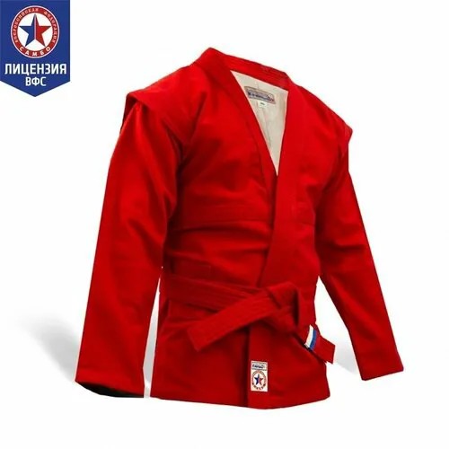 Куртка для самбо Крепыш Я с поясом, сертификат ВФС, размер 34, красный