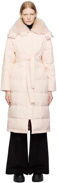 Розовый пуховик с поясом Rosewater Yves Salomon