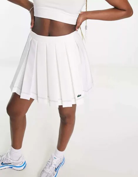 Белая плиссированная теннисная юбка Lacoste