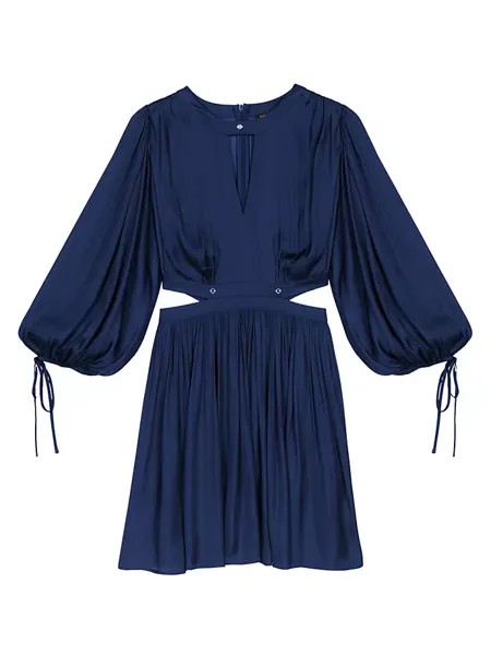 Короткое атласное платье Maje, темно-синий
