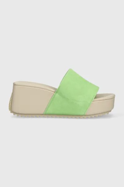 Замшевые шлепанцы WEDGE BLOCK SANDAL ON With Calvin Klein Jeans, зеленый