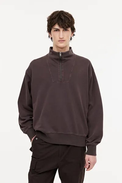 Толстовка свободного кроя на молнии H&M, коричневый