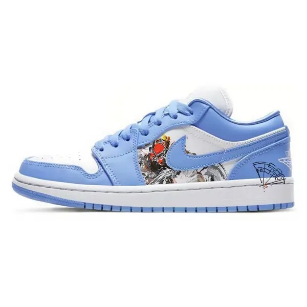 Кроссовки Air Jordan 1 Vintage Basketball Shoes Women's Low-top Blue/white/red, синий/белый/красный