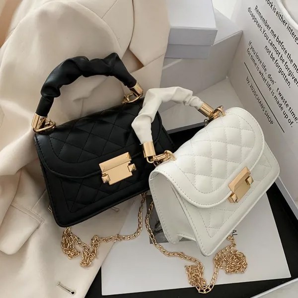 Женские сумки Корейская версия моды PU Одно плечо Crossbody Bag Модная цепочка Сумочка