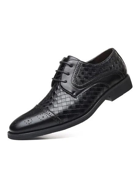 Milanoo Men's Woven Cap Toe Dress Brogue Oxfords