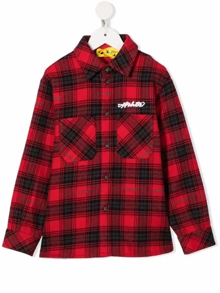 Off-White Kids фланелевая рубашка в клетку