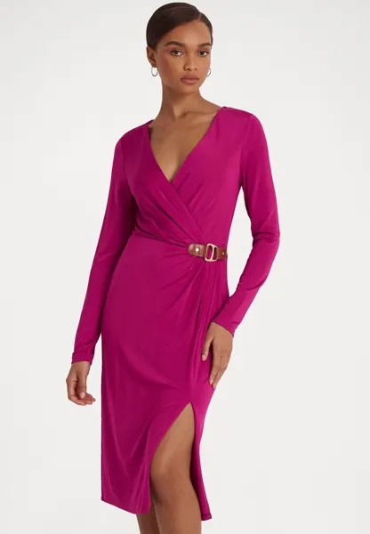 Элегантное платье Bertee Long Sleeve Cocktail Dress Lauren Ralph Lauren, цвет fuchsia berry