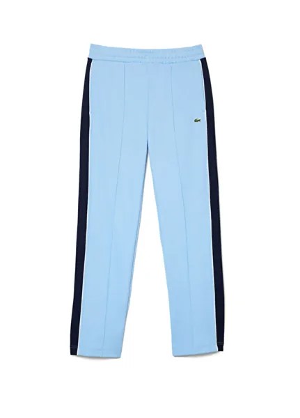 Синие женские спортивные штаны прямого кроя с цветными блоками Lacoste