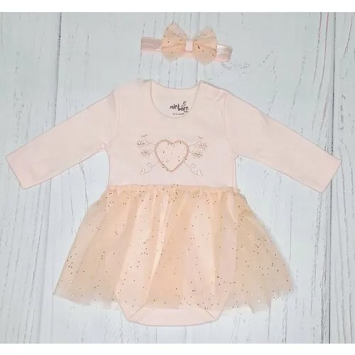 Боди Mini born, размер 3 - 6 месяца, персиковый
