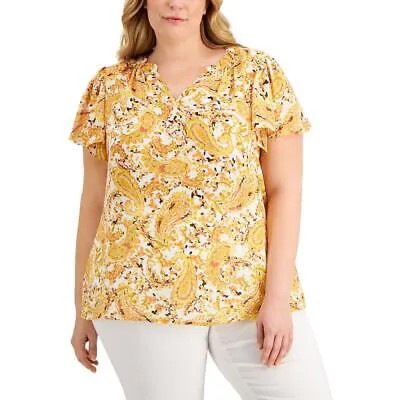 Женская блузка Kasper с V-образным вырезом и рукавами пейсли, плюс BHFO 0480