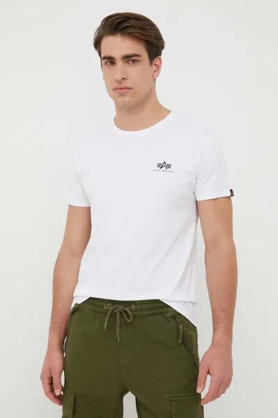 Хлопковая футболка Basic T с маленьким логотипом Alpha Industries, белый